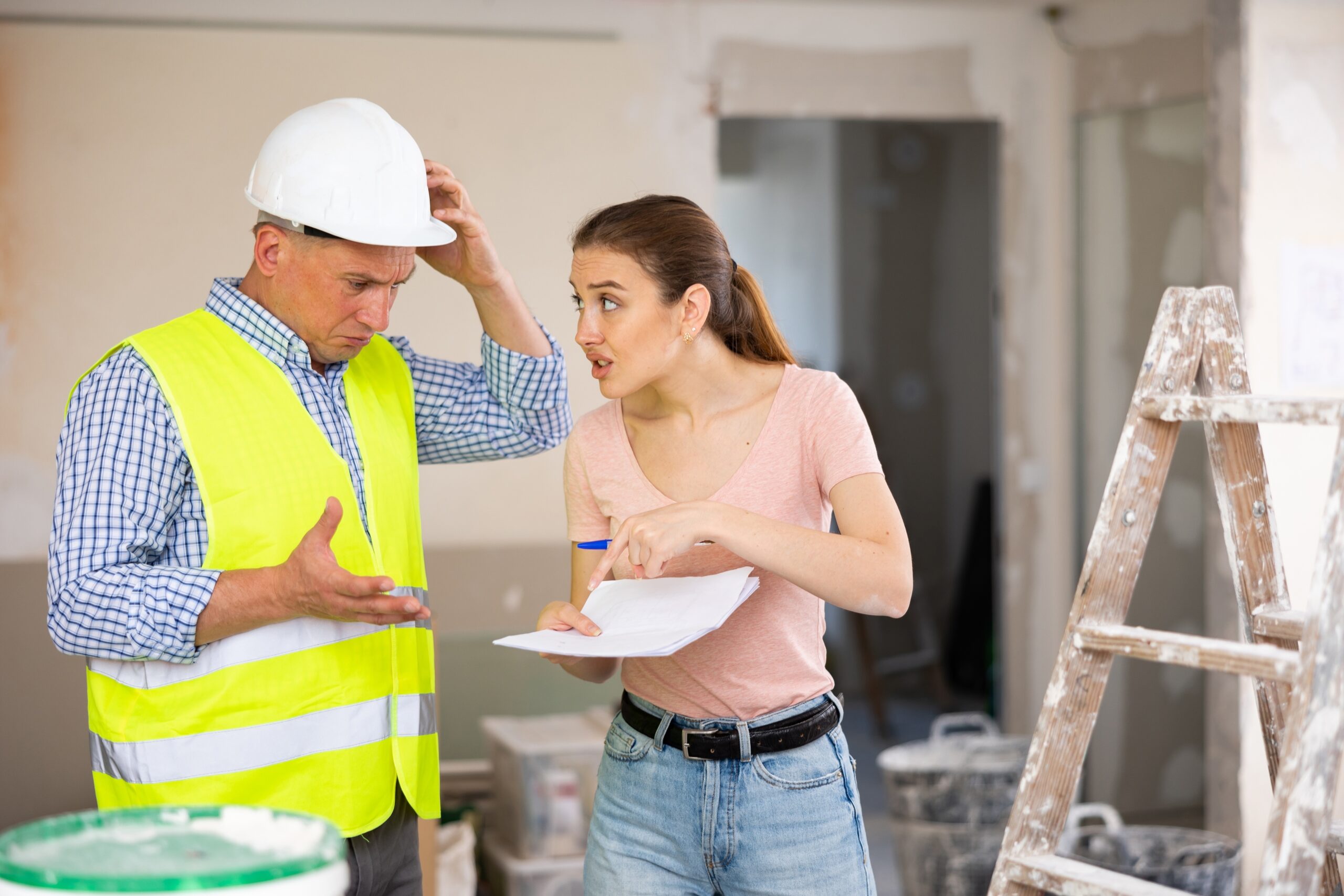 Frustrated person sitting at desk surrounded by scattered immigration documents and forms with confused expression indicating visa application difficulties